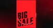 Image of big sale text banner against red spots floating on red background