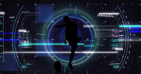 Poster - Image of scope scanning and data processing over rugby player
