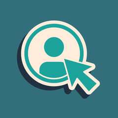 Poster - green create account screen icon isolated on green background. long shadow style. vector