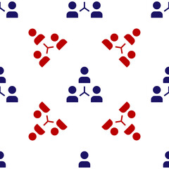 Poster - blue and red project team base icon isolated seamless pattern on white background. business analysis