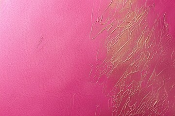 Pink and gold abstract painting with a rough texture.