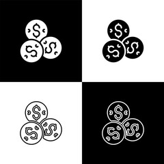 Poster - set casino chip with dollar symbol icon isolated on black and white background. casino gambling. vec