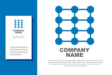 Poster - Blue Neural network icon isolated on white background. Artificial intelligence AI. Logo design template element. Vector