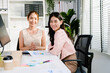 The young group of Asian attractive businesswomen adviser in casual sitting and discussing during the meeting on working table at office. Professional business adviser. Businesswomen in a meeting.