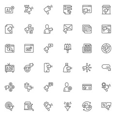 Wall Mural - Advertisement line icons set