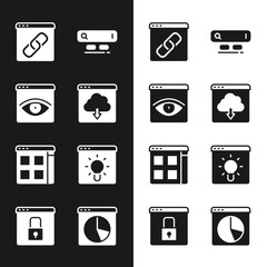Poster - Set Cloud download, Browser incognito window, Search engine, files, Graph chart infographic and Secure your site with HTTPS, SSL icon. Vector