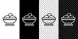 Set line Varenyky in a bowl icon isolated on black and white background. Pierogi, varenyky, dumpling, pelmeni, ravioli. Traditional Ukrainian food. Vector
