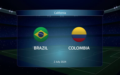 Wall Mural - Brazil vs Colombia. America soccer tournament 2024