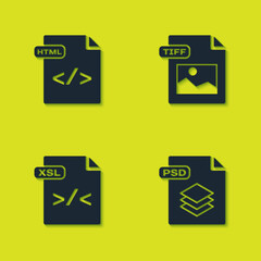 Poster - Set HTML file document, PSD, XSL and TIFF icon. Vector