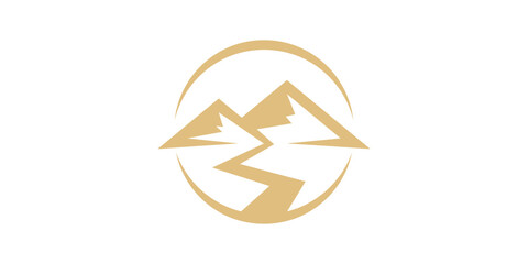 Wall Mural - creative logo design scenery, mountains, landscape, outdoor, summit, logo design template, symbol, icon, vector, creative idea.