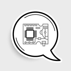 Poster - Line Printed circuit board PCB icon isolated on grey background. Colorful outline concept. Vector