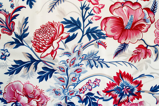Textile fabric with floral motiff, colorful material design (1)