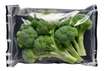 Wall Mural - A Burst of Green: Fresh Bag of Broccoli on a White Canvas. On a White or Clear Surface PNG Transparent Background.