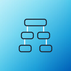 Poster - Line Business hierarchy organogram chart infographics icon isolated on blue background. Corporate organizational structure graphic elements. Colorful outline concept. Vector