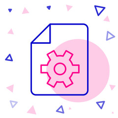 Poster - Line Document settings with gears icon isolated on white background. Software update, transfer protocol, teamwork tool management. Colorful outline concept. Vector