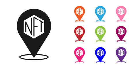 Poster - Black NFT Digital crypto art icon isolated on white background. Non fungible token. Set icons colorful. Vector
