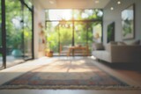 Fototapeta  - Out of focus image of a blurred bright living room for your text or advertising