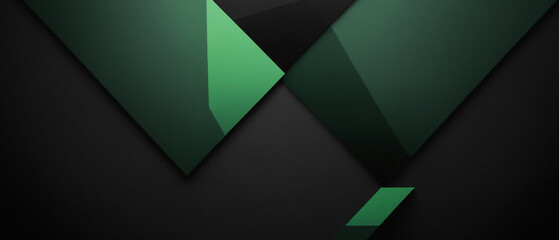 Wall Mural - Abstract, 3D, neon green and black wallpaper of lines and geometric shapes, light and shadow