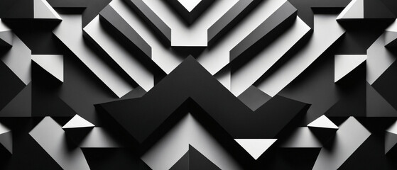 Wall Mural - Abstract, 3D, grey and black wallpaper of lines and geometric shapes, light and shadow