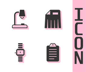 Poster - Set To do list or planning, Table lamp, Wrist watch and Paper shredder icon. Vector