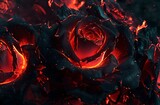 Fototapeta  - 燃ゆる愛の証：炎に包まれた薔薇,A testament to love that burns: a rose in flames.Generative AI