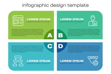 Poster - set line hierarchy organogram chart, different files, filter setting and analyst engineer. business 