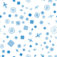 Poster - Set line Snowflake, Wind turbine and Celsius on seamless pattern. Vector