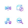 Set line Search NFT, blockchain technology, Digital crypto art and . Gradient color icons. Vector