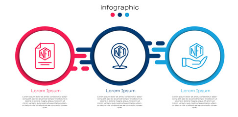 Poster - Set line NFT contract, Digital crypto art and . Business infographic template. Vector