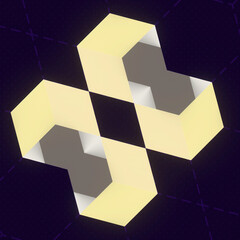 Aufkleber - A kaleidoscope of three-dimensional hexagonal figures. Intricate geometric patterns. 3d rendering digital illustration