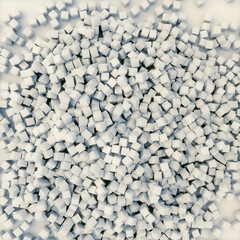 Aufkleber - Randomly scattered white square cubes. 3d rendering digital illustration
