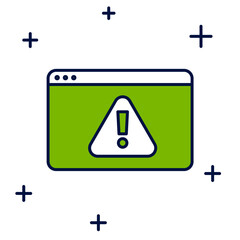 Poster - Filled outline Browser with exclamation mark icon isolated on white background. Alert message smartphone notification. Vector
