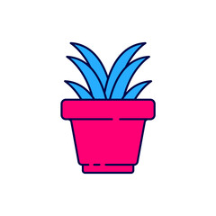 Sticker - Filled outline Plant in pot icon isolated on white background. Plant growing in a pot. Potted plant sign. Vector