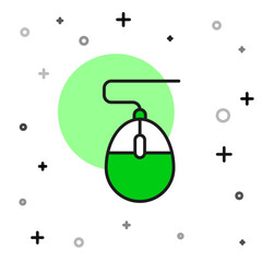 Poster - Filled outline Computer mouse gaming icon isolated on white background. Optical with wheel symbol. Vector