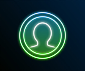 Poster - Glowing neon line Create account screen icon isolated on black background. Colorful outline concept. Vector