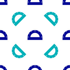 Poster - Blue Protractor grid for measuring degrees icon isolated seamless pattern on white background. Tilt angle meter. Measuring tool. Geometric symbol. Vector