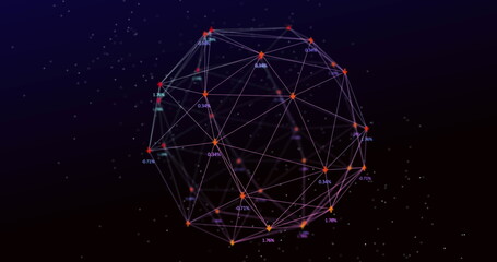 Poster - Image of network of connections with icons over dark background
