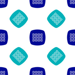 Poster - Blue Binary code icon isolated seamless pattern on white background. Vector