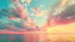 Beautiful colorful sunset over the sea with sky and clouds