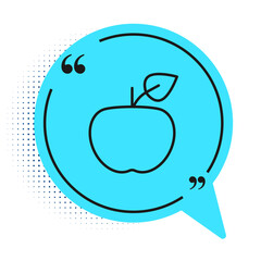 Sticker - Black line Apple icon isolated on white background. Excess weight. Healthy diet menu. Fitness diet apple. Blue speech bubble symbol. Vector