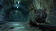 Ferocious Rat in Abandoned Subway Tunnel
