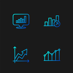 Poster - Set line Pie chart infographic, Financial growth, and . Gradient color icons. Vector