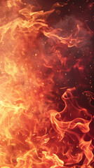 Poster - Close up photo of flames from a big fire on black background