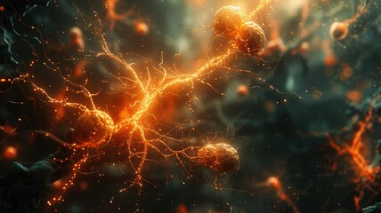Poster - Luminous neural network with bright connections - An intricate illustration highlighting an expansive neural network with intense bright connections