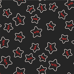 Wall Mural - Line Casino win icon isolated seamless pattern on black background. Vector