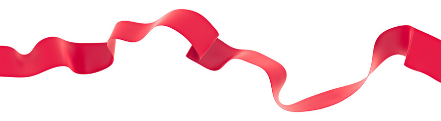 Wall Mural - curly fly red ribbon on an isolated background. 3d render