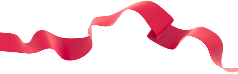 Wall Mural - curly fly red ribbon on an isolated background. 3d render