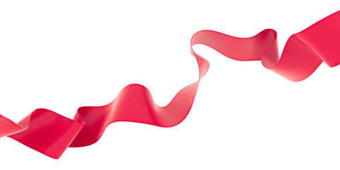 Wall Mural - curly fly red ribbon on an isolated background. 3d render