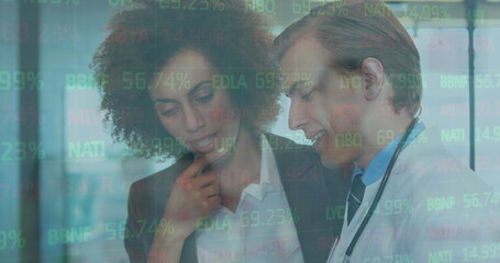Poster - Image of financial data processing over diverse doctors