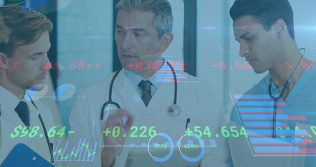 Poster - Image of financial data processing over diverse doctors